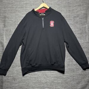 Stanford Cardinal Sweatshirt Men's Size L Black 1/4 Zip Pullover Long Sleeve